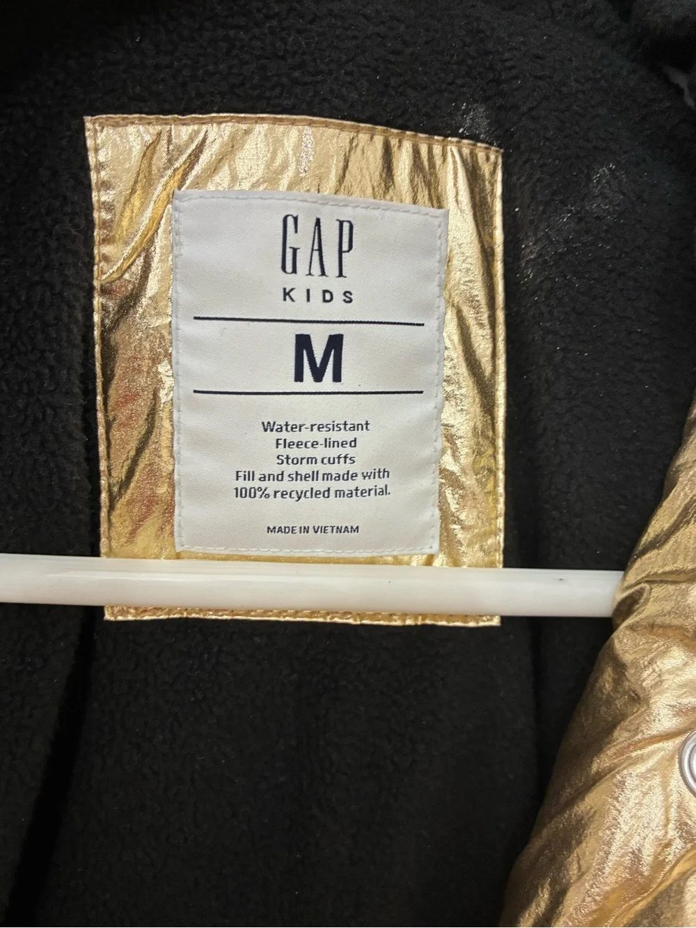 GAP Metallic Gold Puffer Jacket with Hood